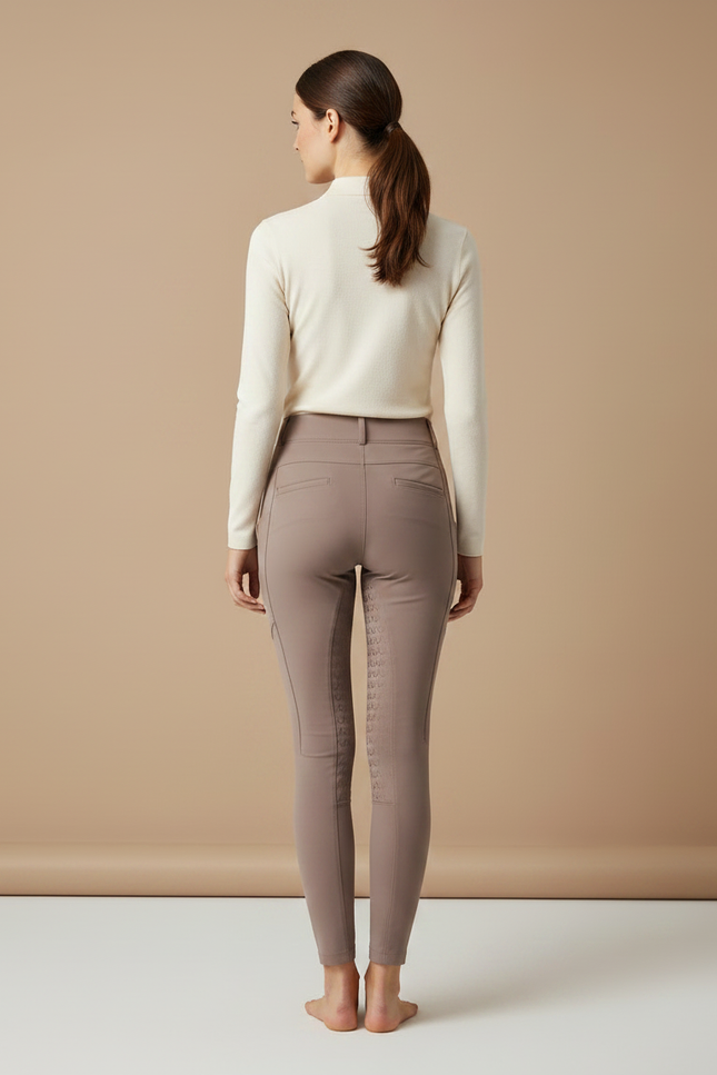 Pantalon Équitation Beige Silicone Ajusté Confortable Femme - Polyester - vue 2