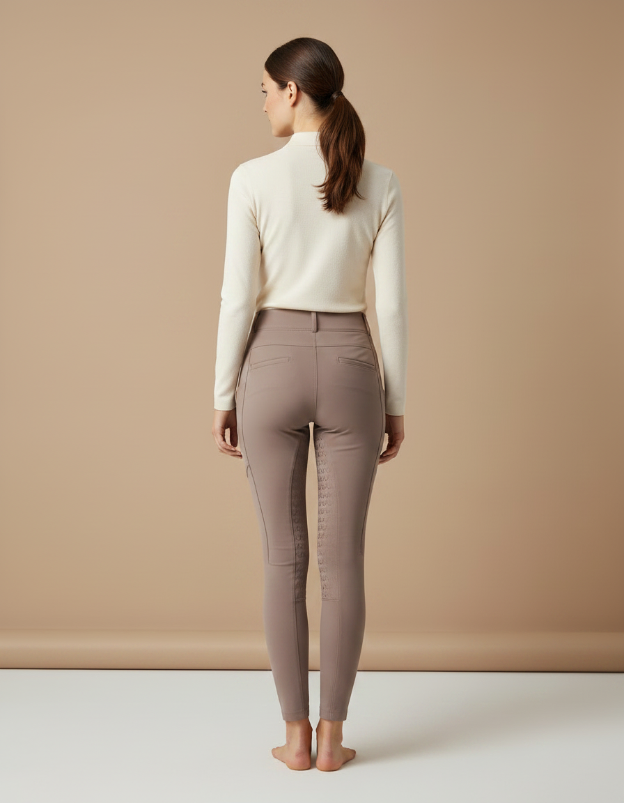 Pantalon Équitation Beige Silicone Ajusté Confortable Femme - Polyester - vue 2