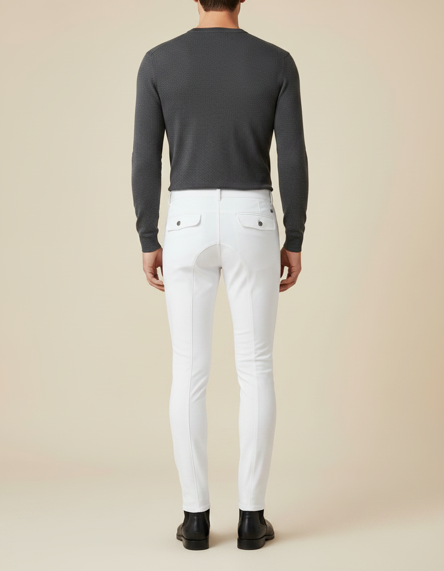 Pantalon Equitation Impermeable Homme - Blanc Polyester - vue 2