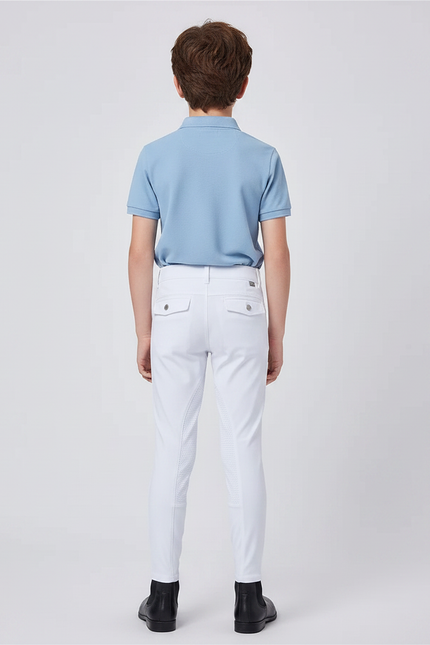Pantalon Équitation Blanc Enfant Silicone Stretch Ajusté - Polyester - vue 2
