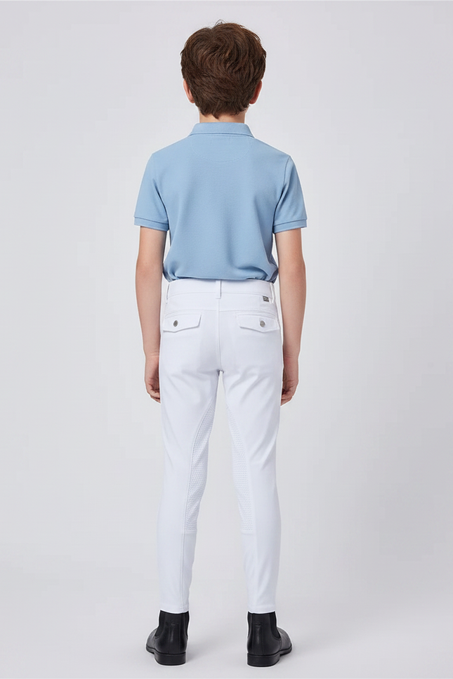 Pantalon Équitation Blanc Enfant Silicone Stretch Ajusté - Polyester - vue 2