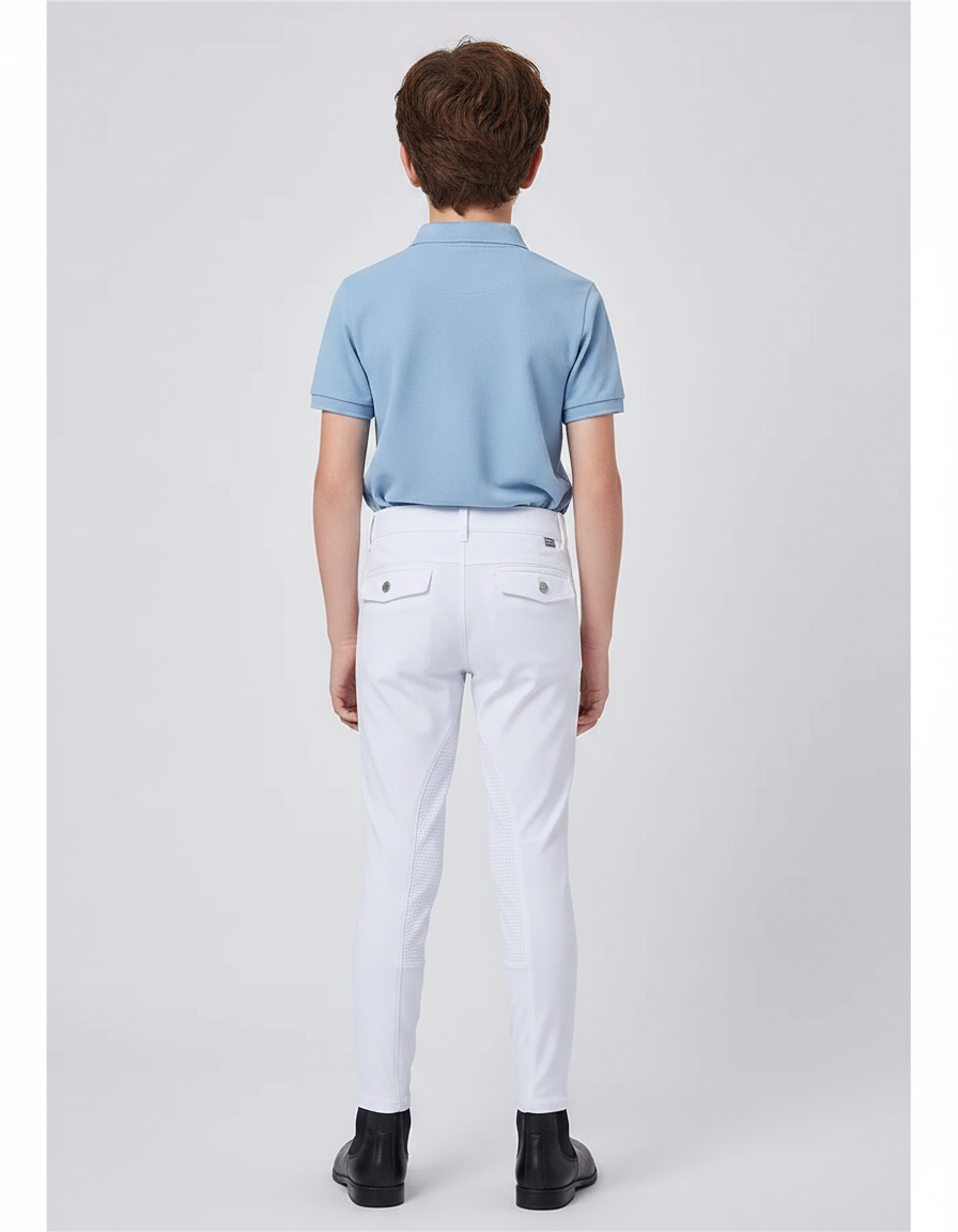Pantalon Équitation Blanc Enfant Silicone Stretch Ajusté - Polyester - vue 2