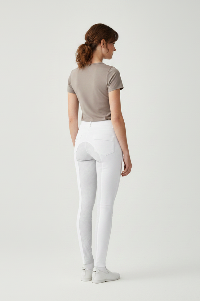 Pantalon Équitation Blanc Femme Silicone Ajusté Stretch Confortable - Polyester - vue 2