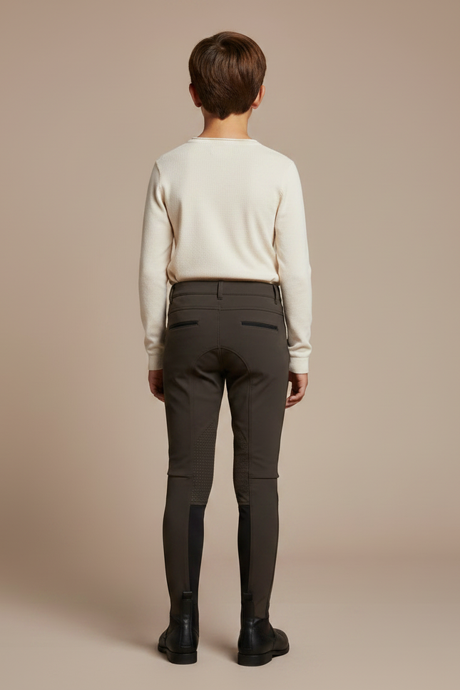 Pantalon Équitation Garçon Marron Silicone Stretch Ajusté - Polyester - vue 2