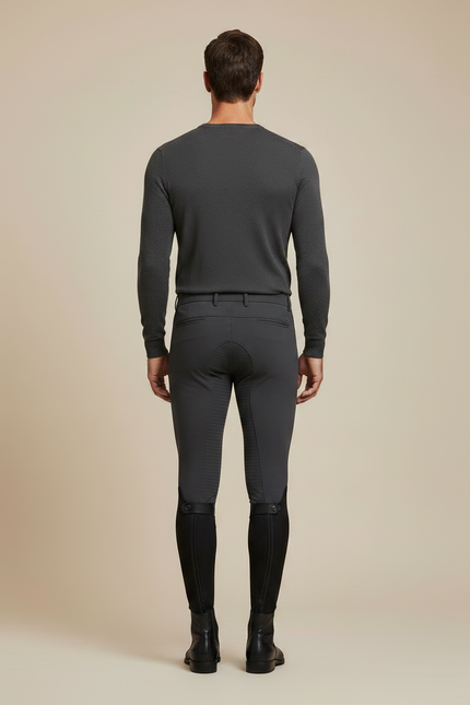 Pantalon Équitation Gris Homme Silicone Ajusté Stretch - Polyester - vue 2