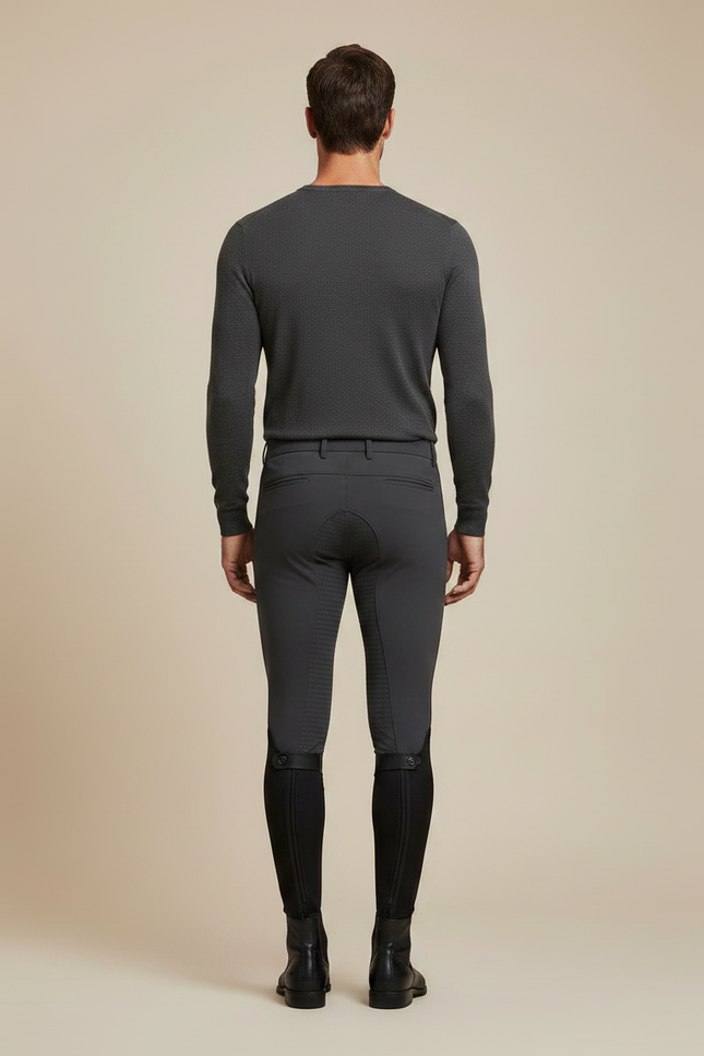 Pantalon Équitation Gris Homme Silicone Ajusté Stretch - Polyester - vue 2