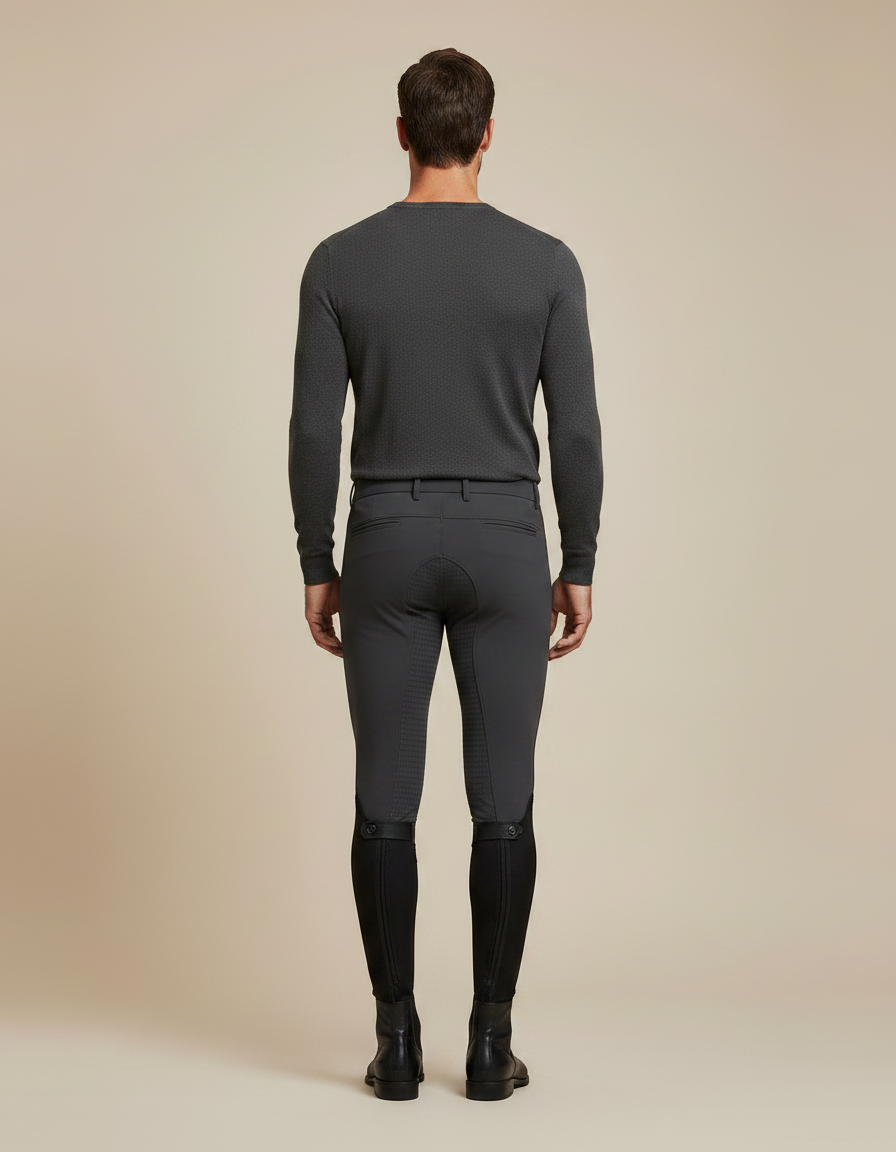 Pantalon Équitation Gris Homme Silicone Ajusté Stretch - Polyester - vue 2