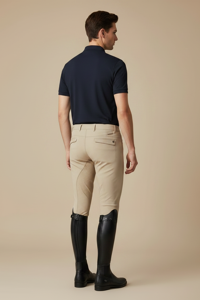 Pantalon Équitation Beige Silicone Homme Ajusté Respirant - Polyester - vue 2