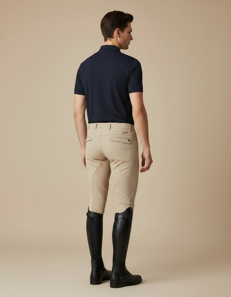 Pantalon Équitation Beige Silicone Homme Ajusté Respirant - Polyester - vue 2