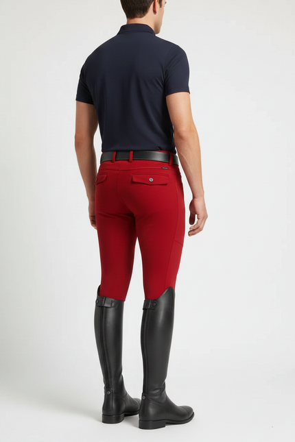 Pantalon Équitation Rouge Homme Slim Élastique Poche Téléphone - Polyester - vue 2
