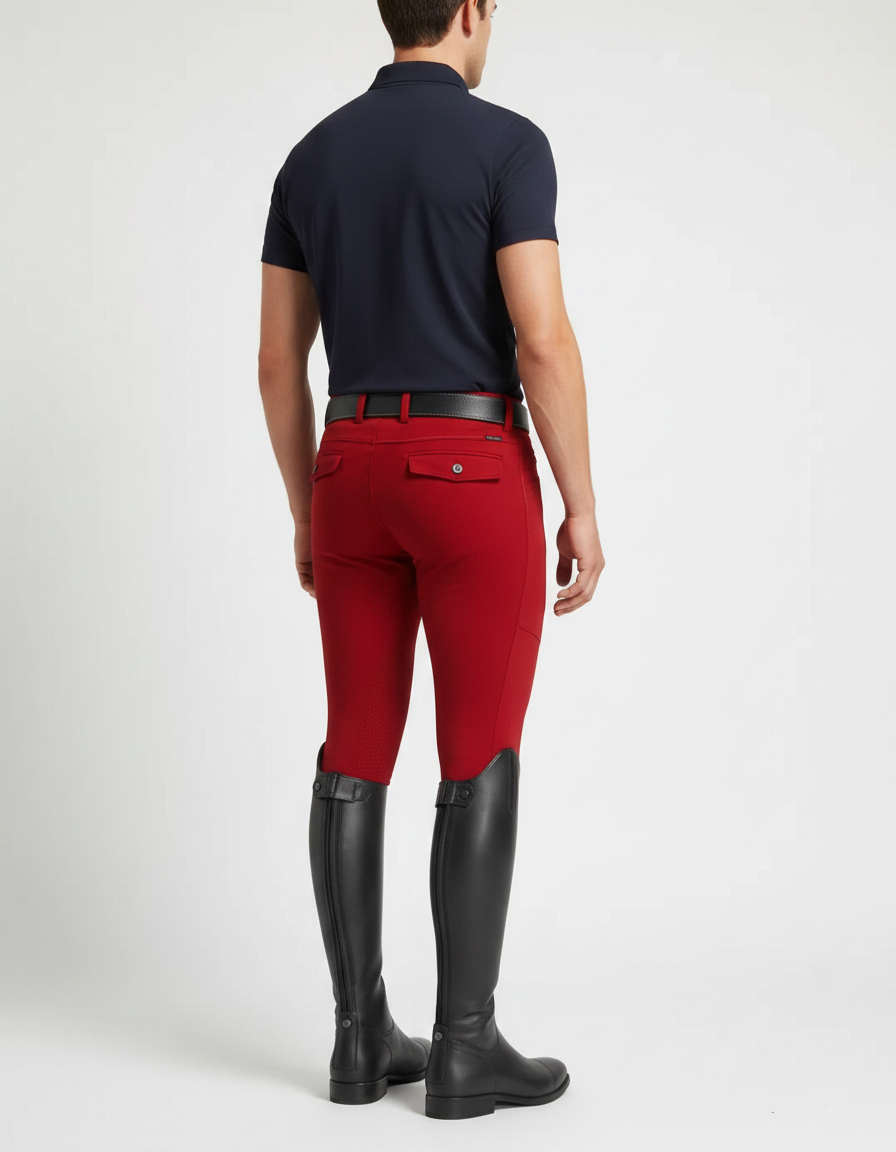 Pantalon Équitation Rouge Homme Slim Élastique Poche Téléphone - Polyester - vue 2