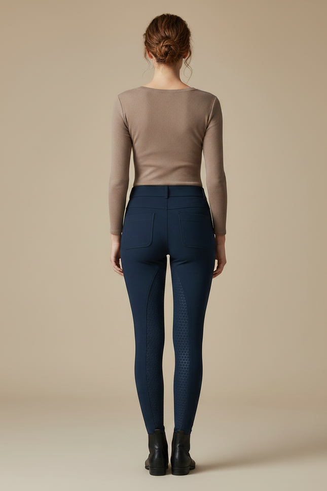 Pantalon Équitation Bleu Marine Femme Adhérent Silicone Confortable - Polyester - vue 2