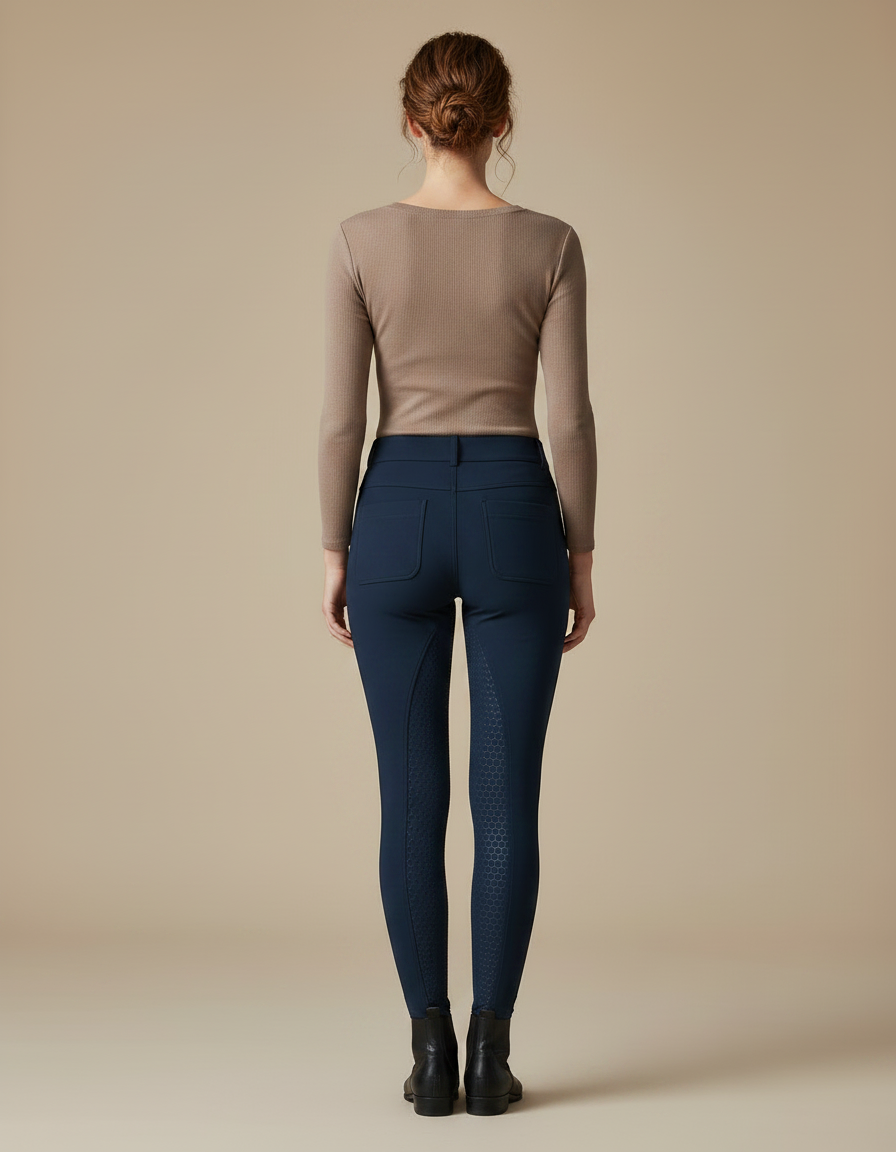 Pantalon Équitation Bleu Marine Femme Adhérent Silicone Confortable - Polyester - vue 2
