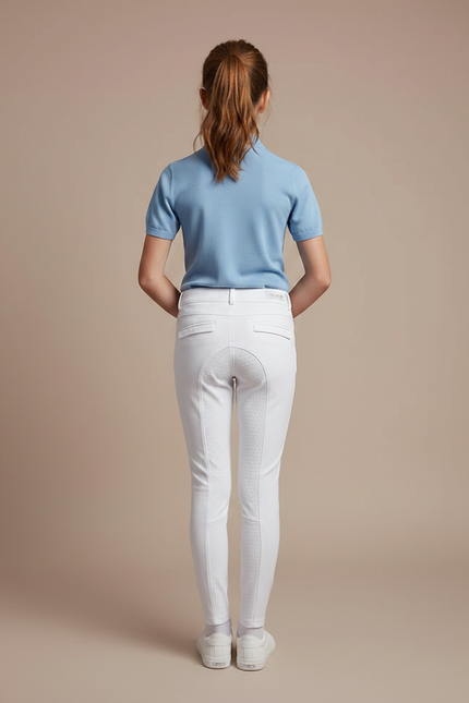 Pantalon Équitation Blanc Enfant Ajusté Confortable Silicone - Polyester - vue 2
