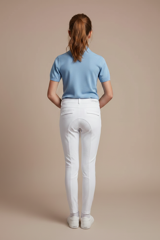 Pantalon Équitation Blanc Enfant Ajusté Confortable Silicone - Polyester - vue 2