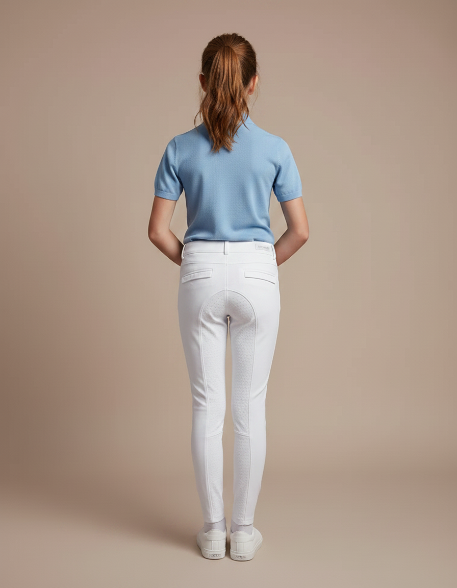 Pantalon Équitation Blanc Enfant Ajusté Confortable Silicone - Polyester - vue 2