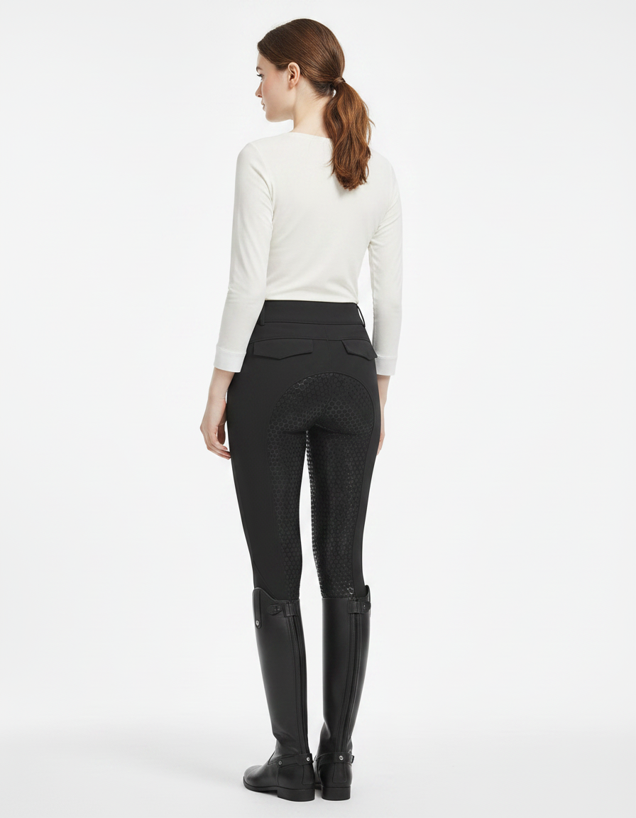 Pantalon Equitation Fille - Noir Polyester - vue 2