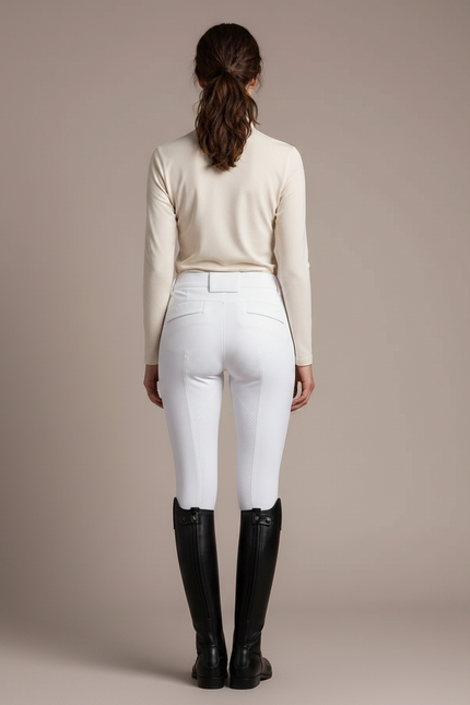Pantalon Équitation Blanc Femme Adhérent Silicone Élégant - Polyester - vue 2