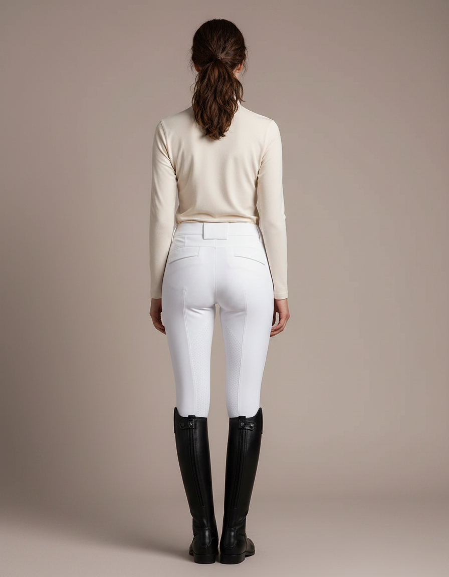 Pantalon Équitation Blanc Femme Adhérent Silicone Élégant - Polyester - vue 2