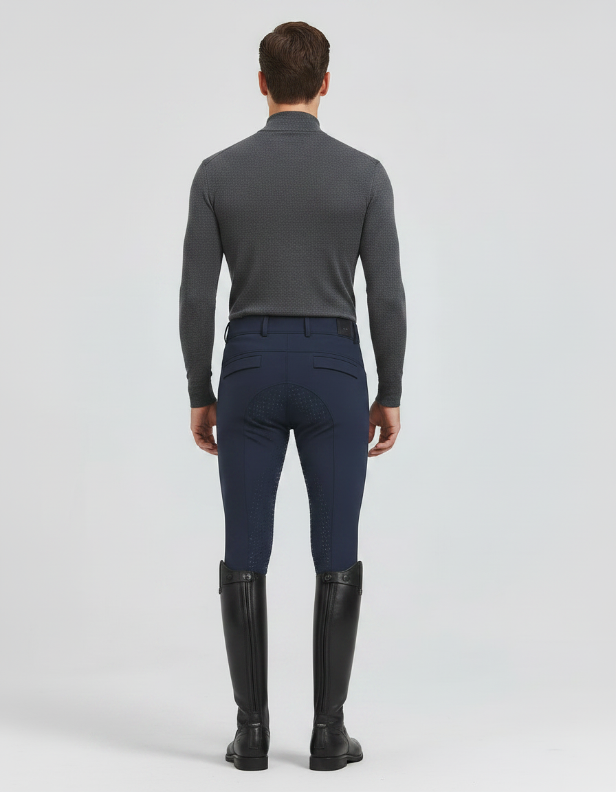 Pantalon Équitation Marine Homme Silicone Ajusté Respirant - Polyester - vue 2