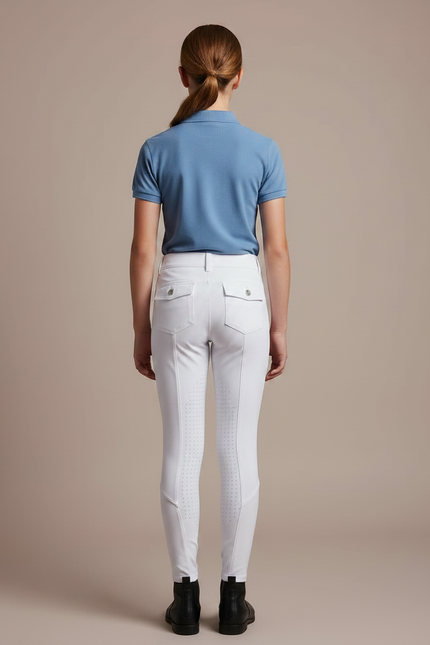 Pantalon Équitation Blanc Enfant Silicone Full-Seat Élégant - Polyester - vue 2