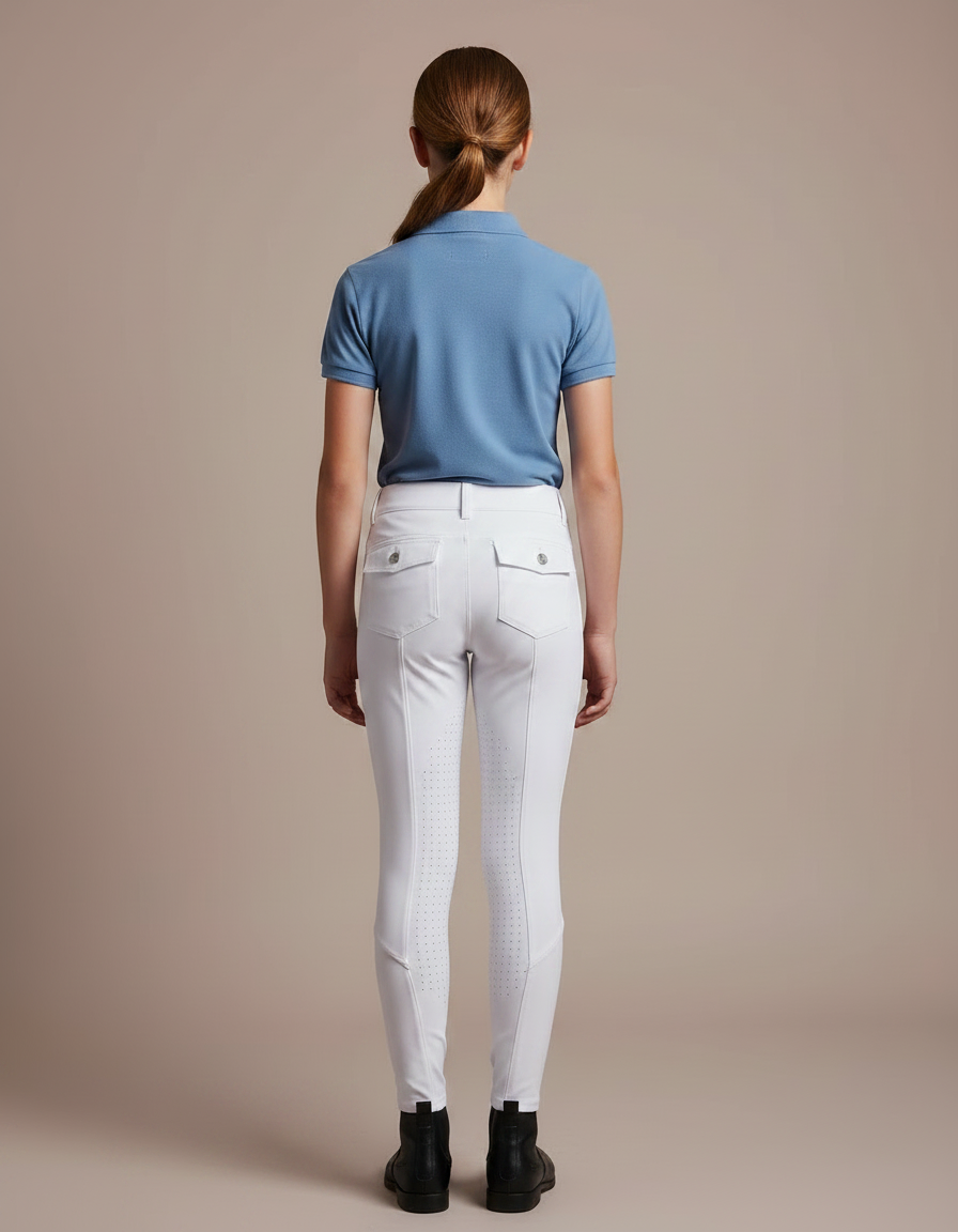 Pantalon Équitation Blanc Enfant Silicone Full-Seat Élégant - Polyester - vue 2