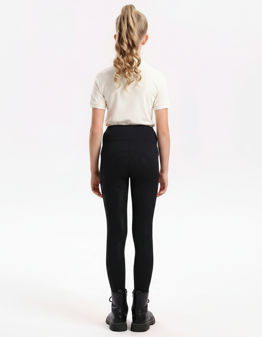 Pantalon Equitation Junior - Noir Polyester - vue 2