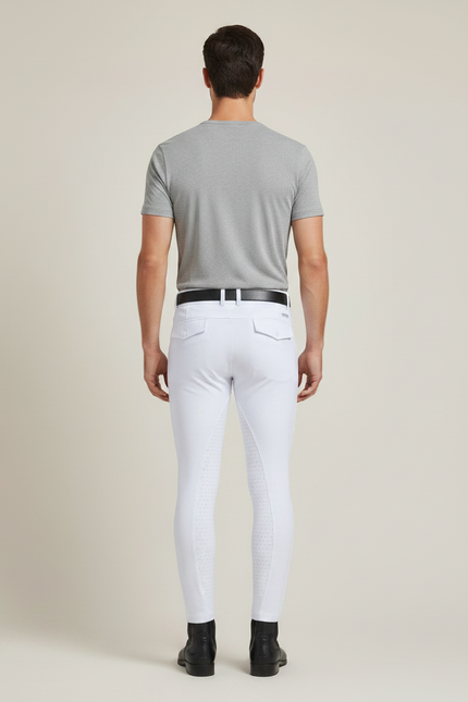Pantalon Équitation Blanc Homme Silicone Ajusté Élastique - Polyester - vue 2