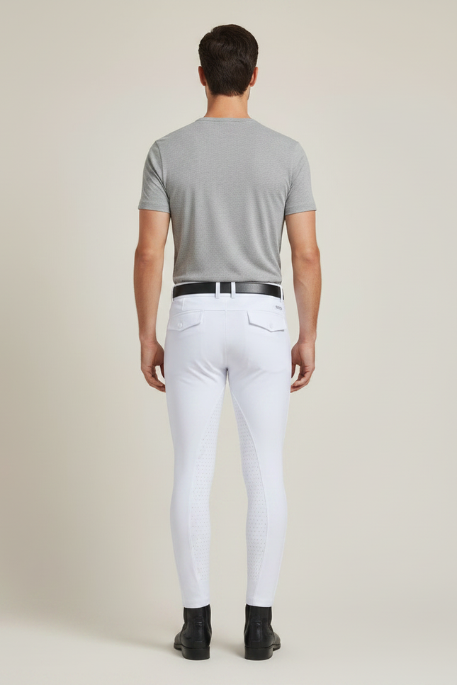 Pantalon Équitation Blanc Homme Silicone Ajusté Élastique - Polyester - vue 2
