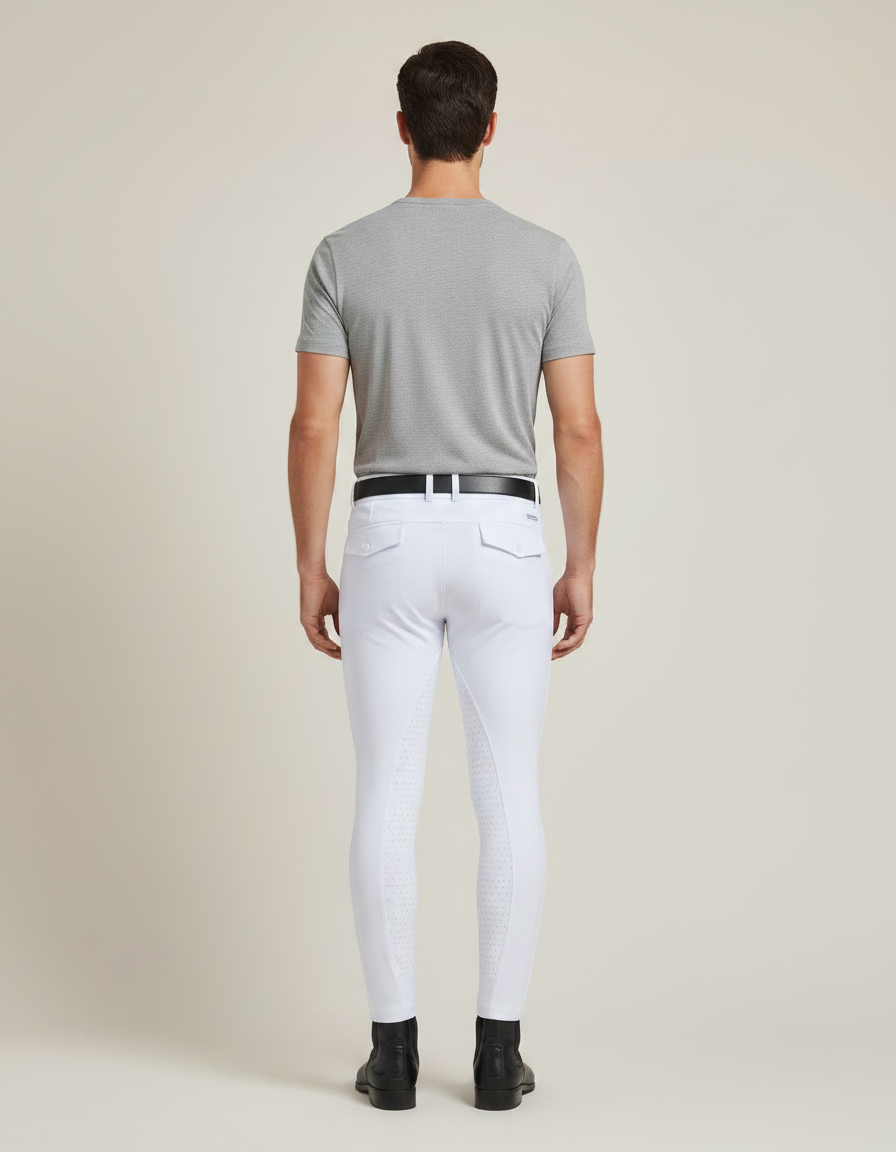 Pantalon Équitation Blanc Homme Silicone Ajusté Élastique - Polyester - vue 2