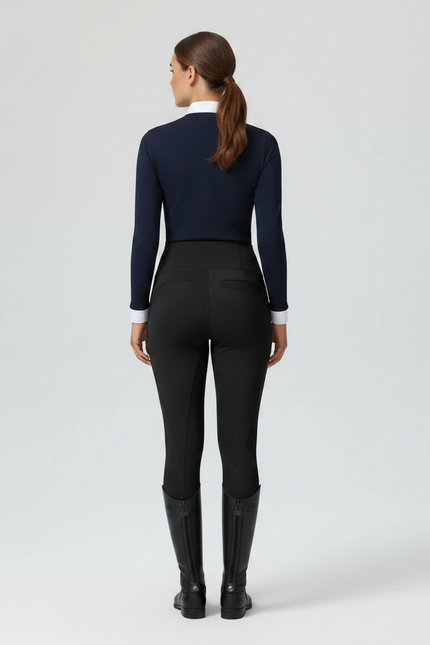 Pantalon Équitation Noir Femme Taille Haute Ajusté - Polyester - vue 2