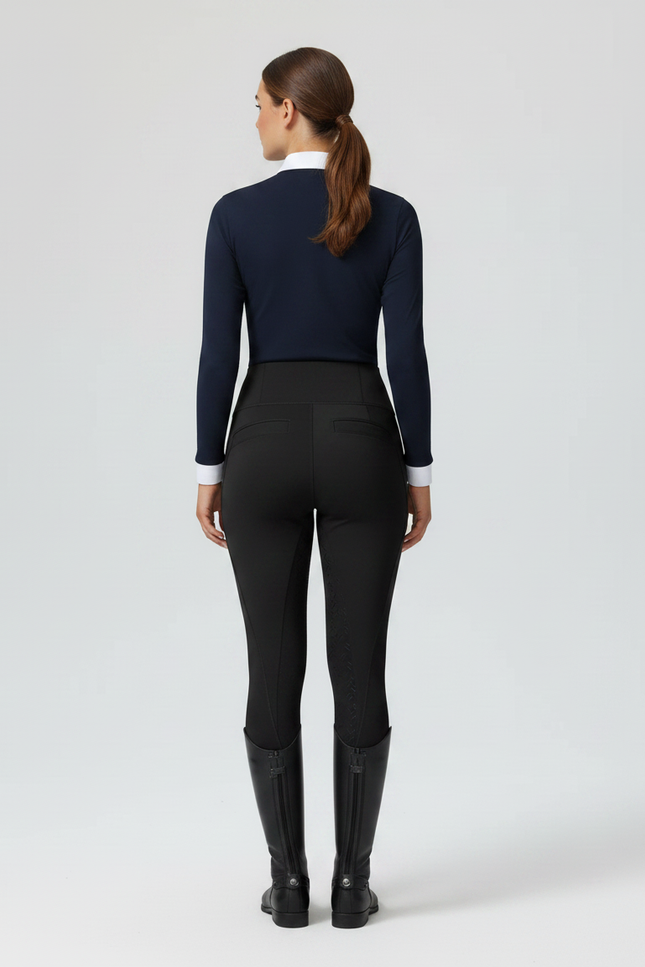 Pantalon Équitation Noir Femme Taille Haute Ajusté - Polyester - vue 2