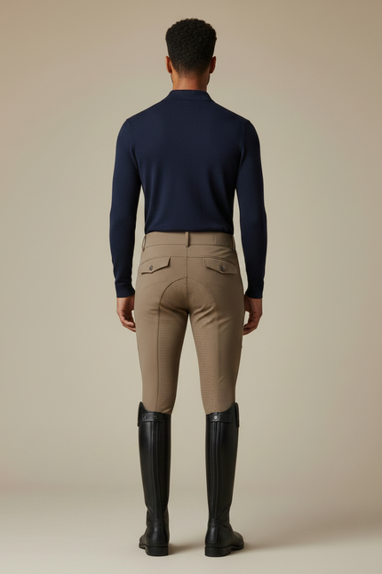 Pantalon Équitation Beige Homme Silicone Adhérent Ajusté - Polyester - vue 2