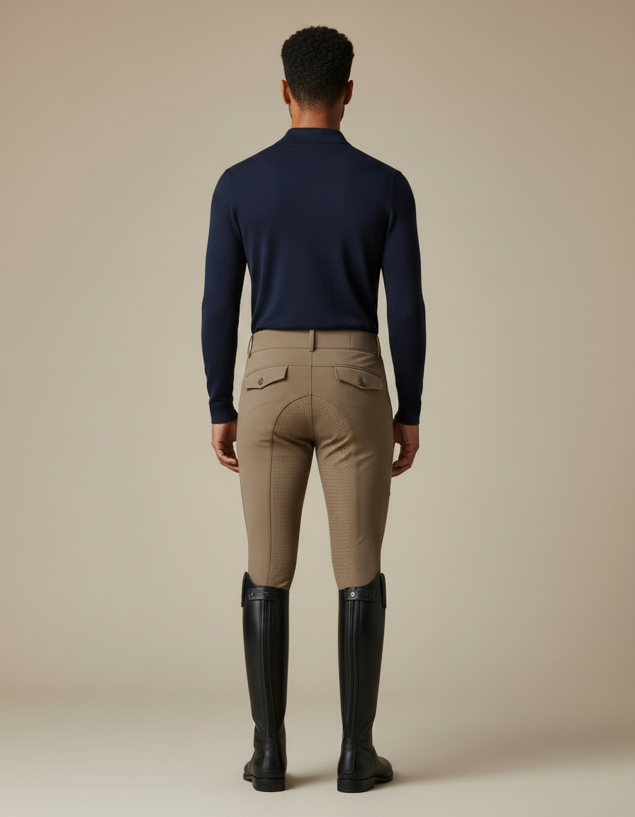 Pantalon Équitation Beige Homme Silicone Adhérent Ajusté - Polyester - vue 2