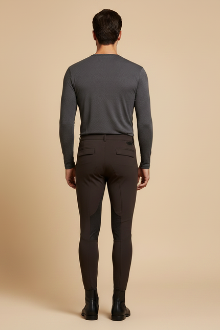 Pantalon Équitation Marron Homme Silicone Stretch Ajusté - Polyester - vue 2