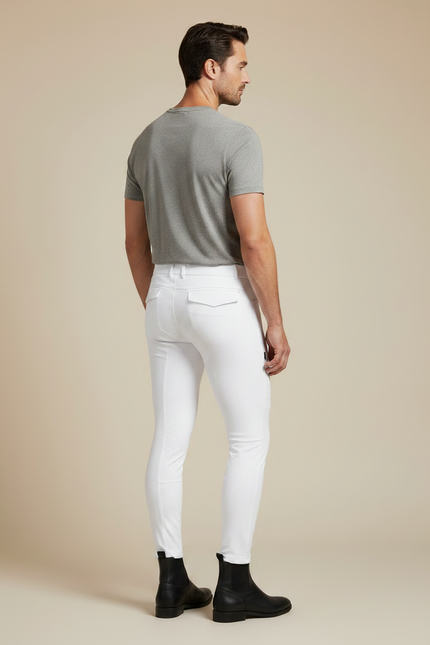 Pantalon Équitation Blanc Homme Silicone Ajusté Stretch - Polyester - vue 2