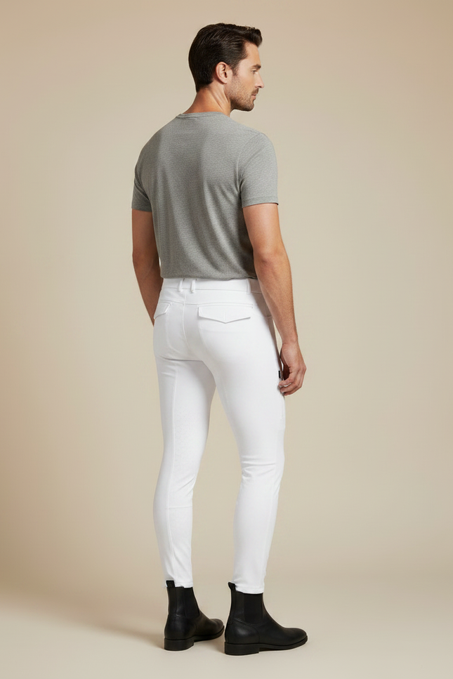 Pantalon Équitation Blanc Homme Silicone Ajusté Stretch - Polyester - vue 2