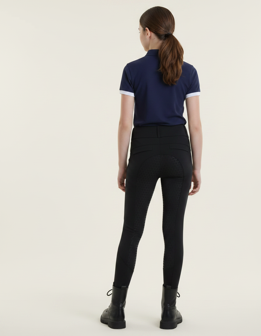 Pantalon Équitation Noir Enfant Silicone Maille Confortable - vue 2