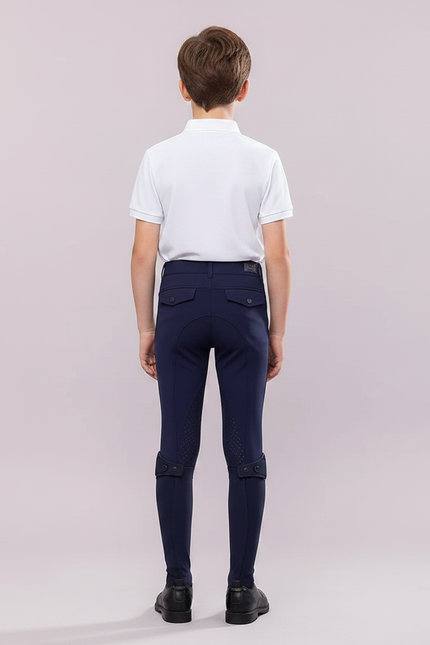 Pantalon Équitation Marine Enfant Silicone Respirant Confortable - Polyester - vue 2