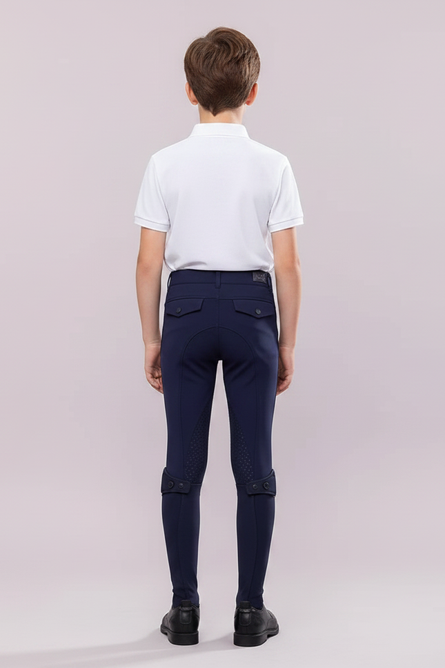 Pantalon Équitation Marine Enfant Silicone Respirant Confortable - Polyester - vue 2