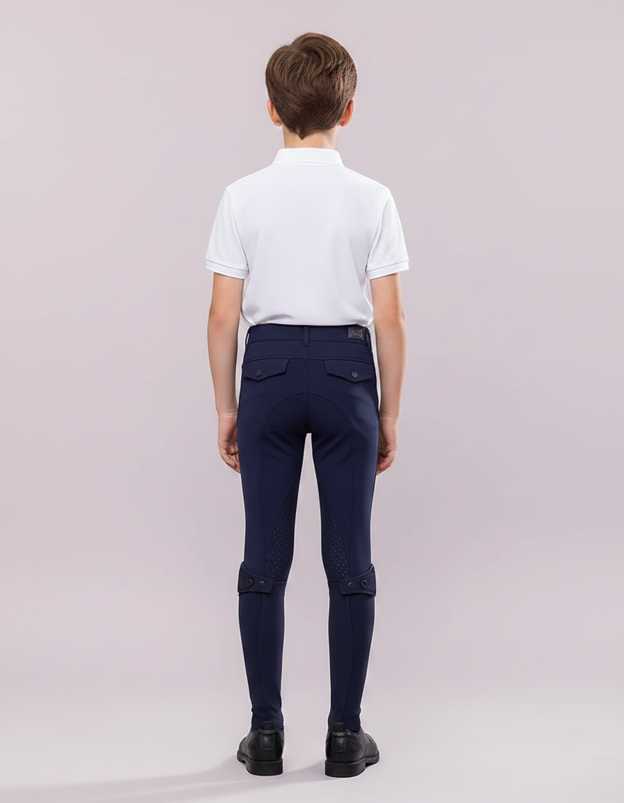 Pantalon Équitation Marine Enfant Silicone Respirant Confortable - Polyester - vue 2