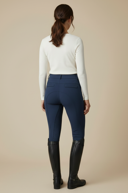 Pantalon Équitation Marine Femme Silicone Ajusté Élégant - Polyester - vue 2