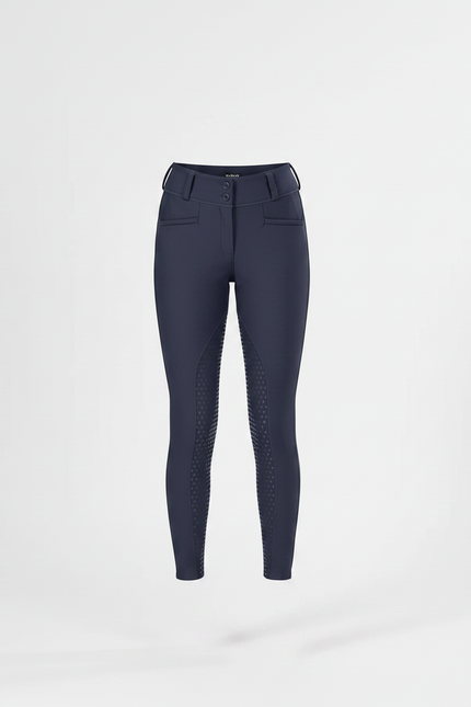 Pantalon Équitation Marine Silicone Fille Ajusté - Polyester - vue 3