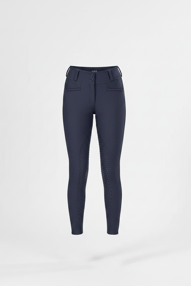 Pantalon Équitation Marine Silicone Fille Ajusté - Polyester - vue 3