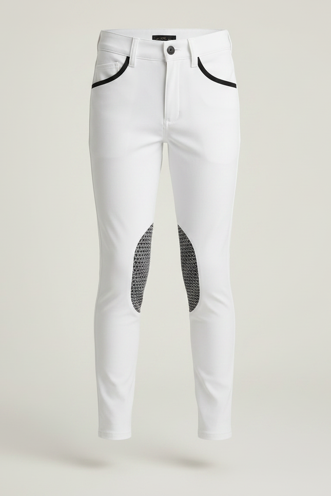 Pantalon Équitation Blanc Silicone Garçon Ajusté - Polyester - vue 3