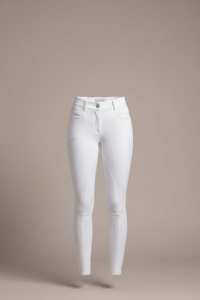 Pantalon Équitation Blanc Femme Adhérent Silicone Élégant - Polyester - vue 3