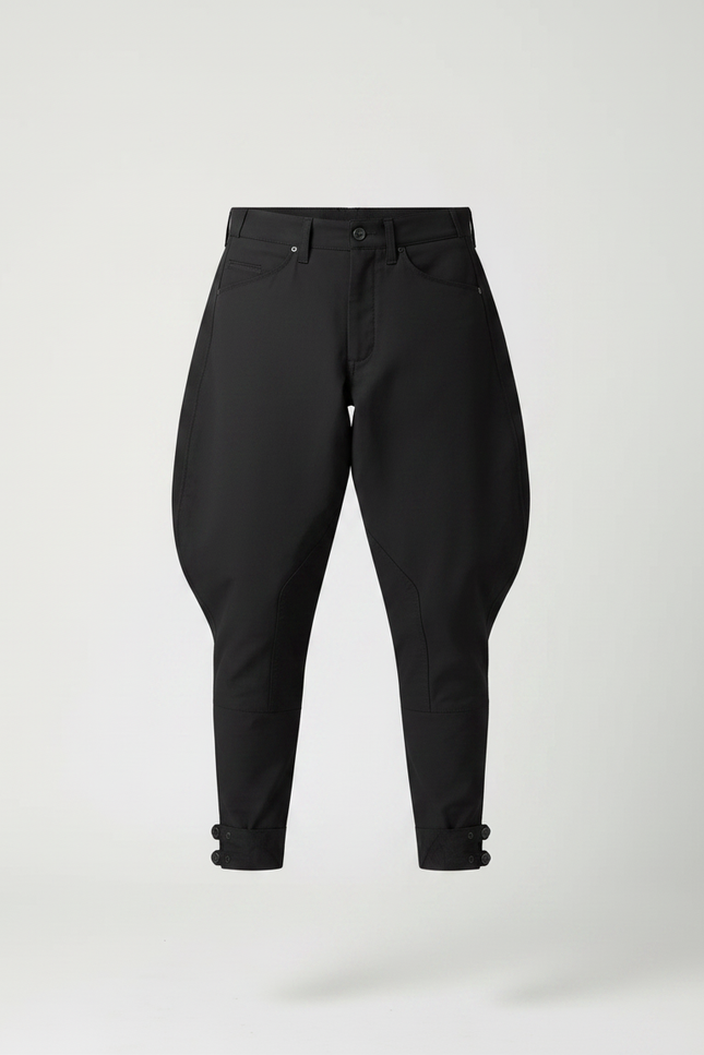Pantalon A Pince Equitation - Noir Gabardine - vue 3