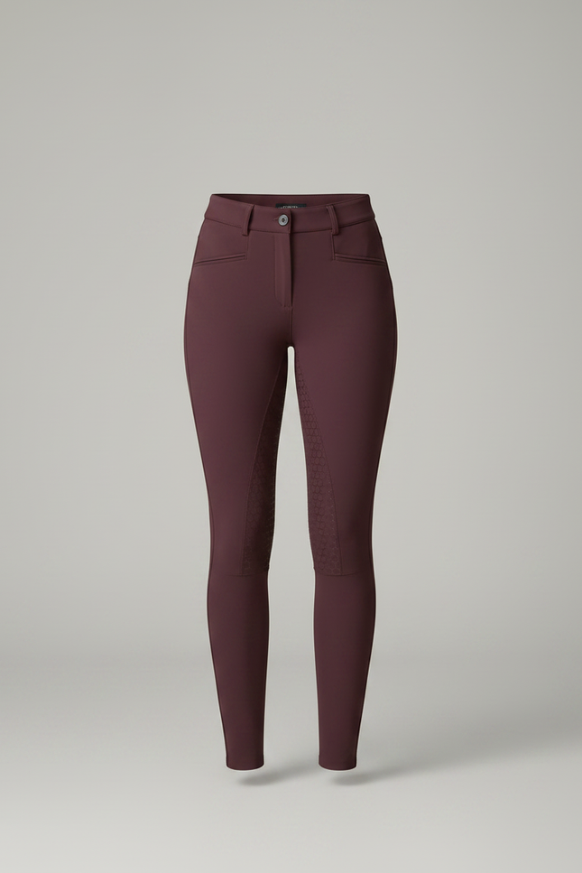Pantalon Équitation Bordeaux Femme Ajusté Tissu Technique Grips Silicone - Polyester - vue 3
