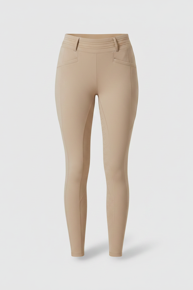 Pantalon Équitation Beige Femme Silicone Moulant Confortable - Polyester - vue 3