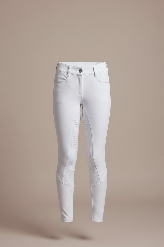 Pantalon Équitation Blanc Enfant Silicone Full-Seat Élégant - Polyester - vue 3